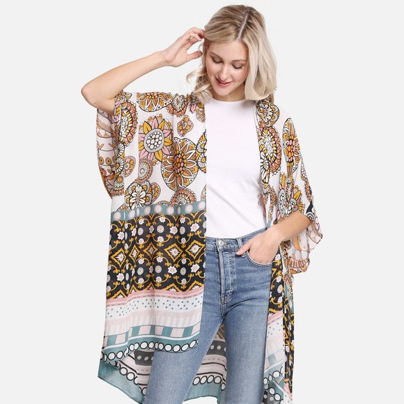 P/S Floral Print·Kimono·Wrap·Swimsuit Cover·Bikini Coverup·In/Out Door·ComfyLuxe - Picture 3 of 3